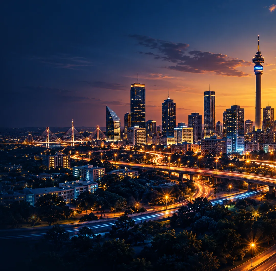 Johannesburg inspired skyline at dusk for web design services