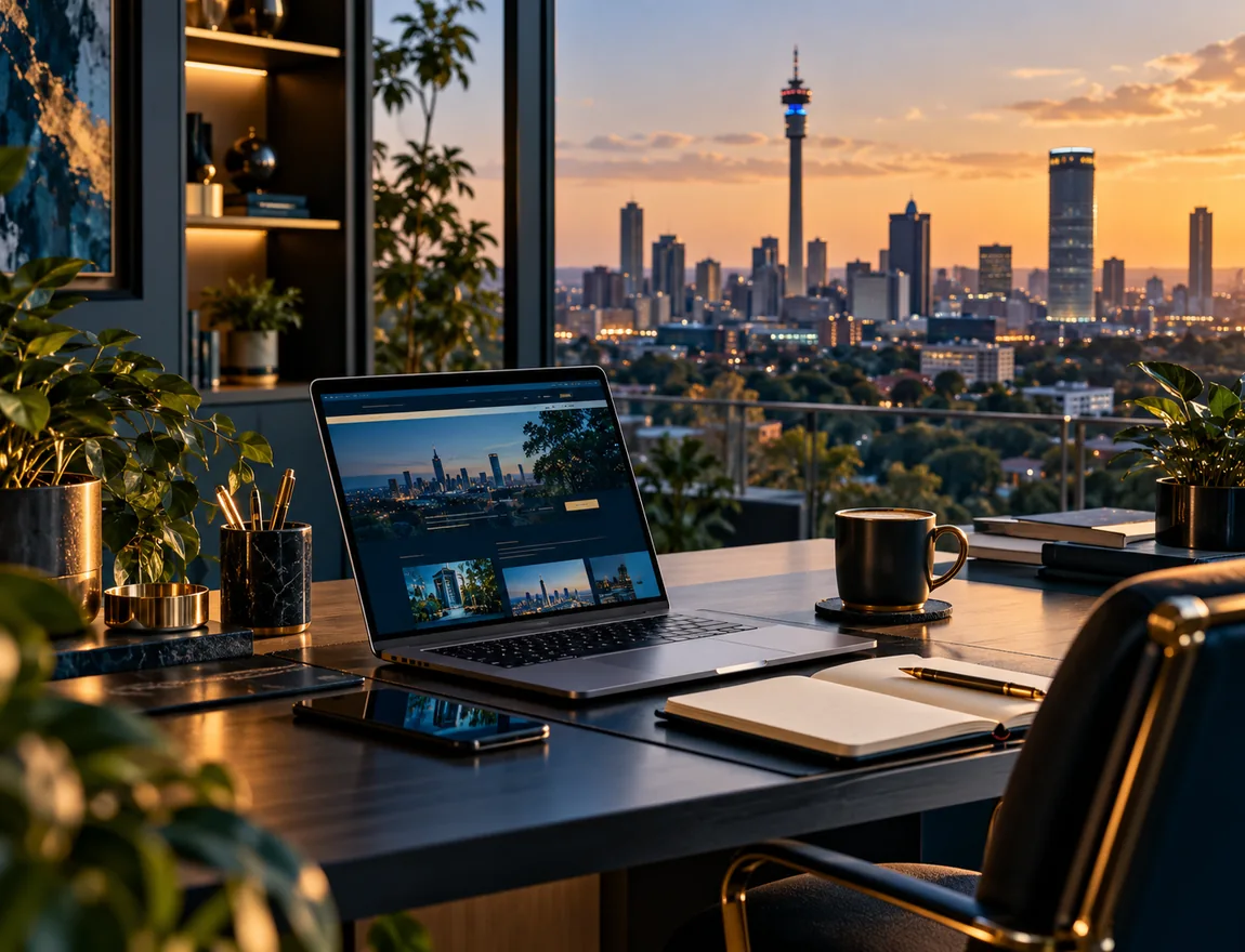 Business workspace illustrating website design and management