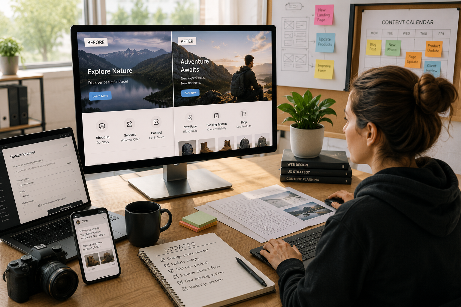 Website update planning for content changes, new pages and improvements