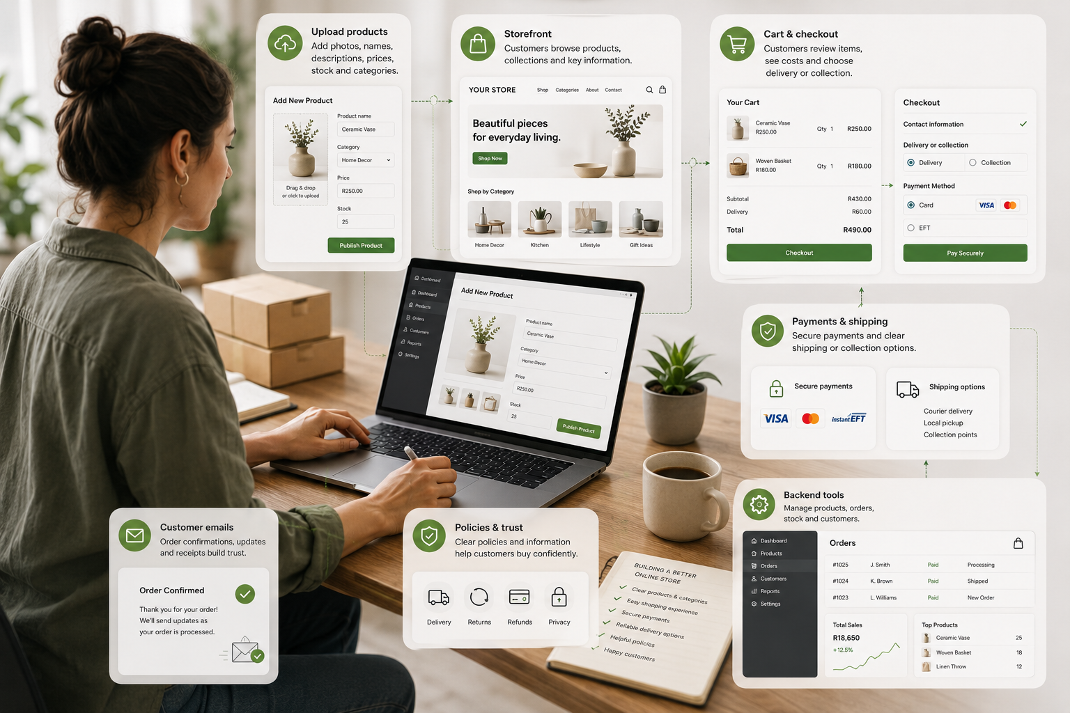 E-commerce planning for product pages, checkout and customer trust