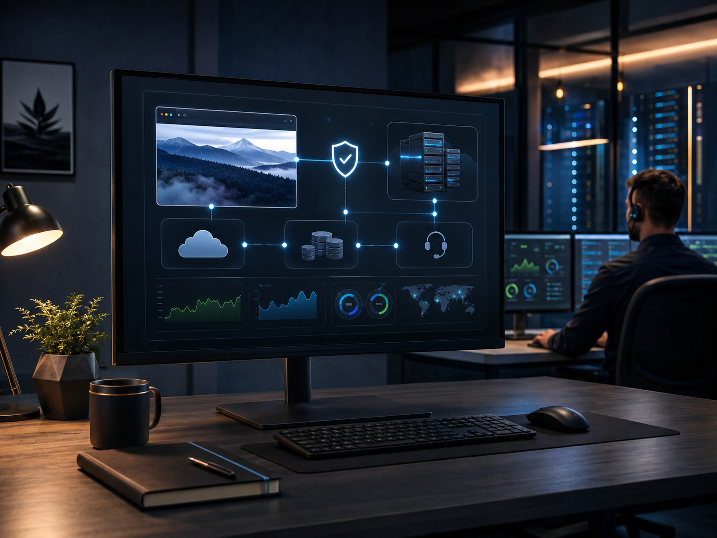 Managed hosting workspace with server, website and support planning